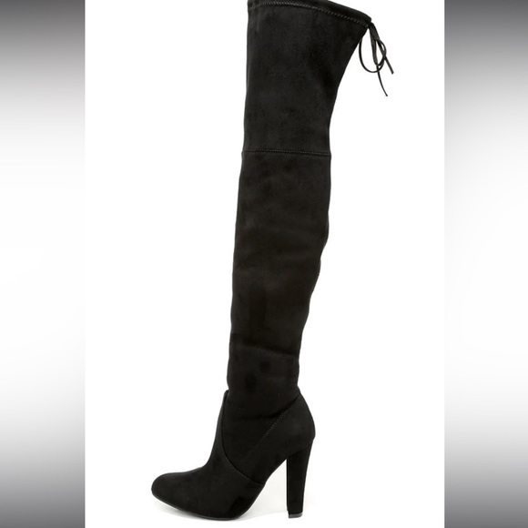 Steve Madden Gorgeous Black Suede Over the Knee Boots, Size 7.5, NWT - Picture 2 of 6